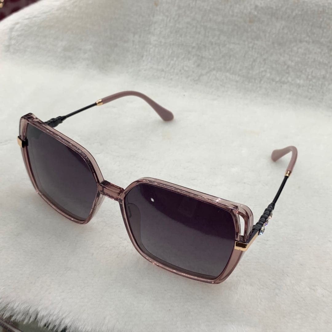 Pink and purple polarized fashionable large-face glasses, round face sunglasses, Korean style trend Specification image