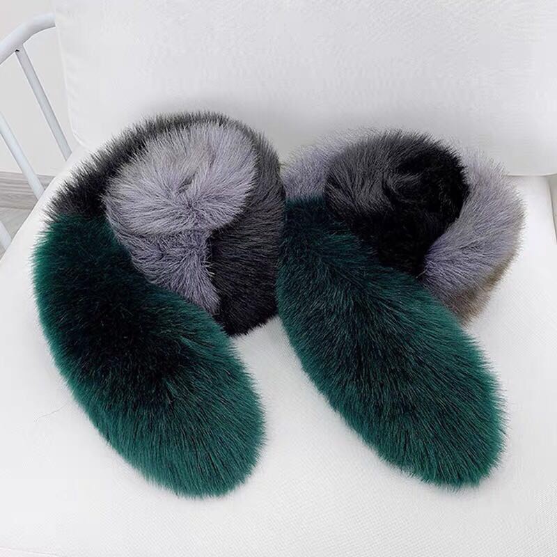 Women's Fashion Trend Casual Winter Style Thick Matching Color Imitation Fur Bib Specification drawing