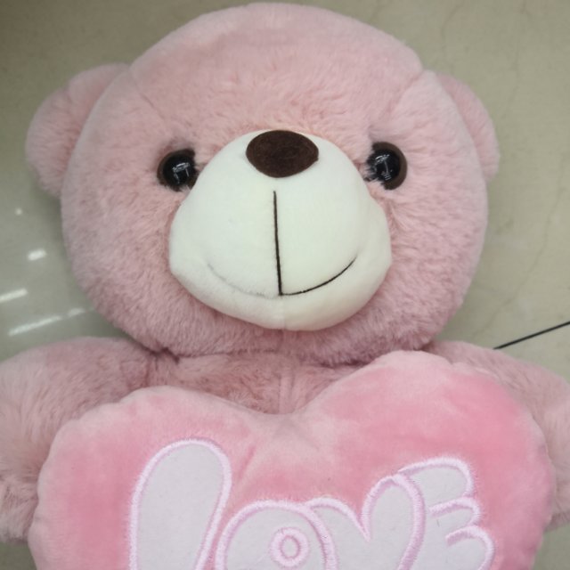 Embroidered heart-shaped bear, pink bear plush toy, gift toy, throwing doll Specification image