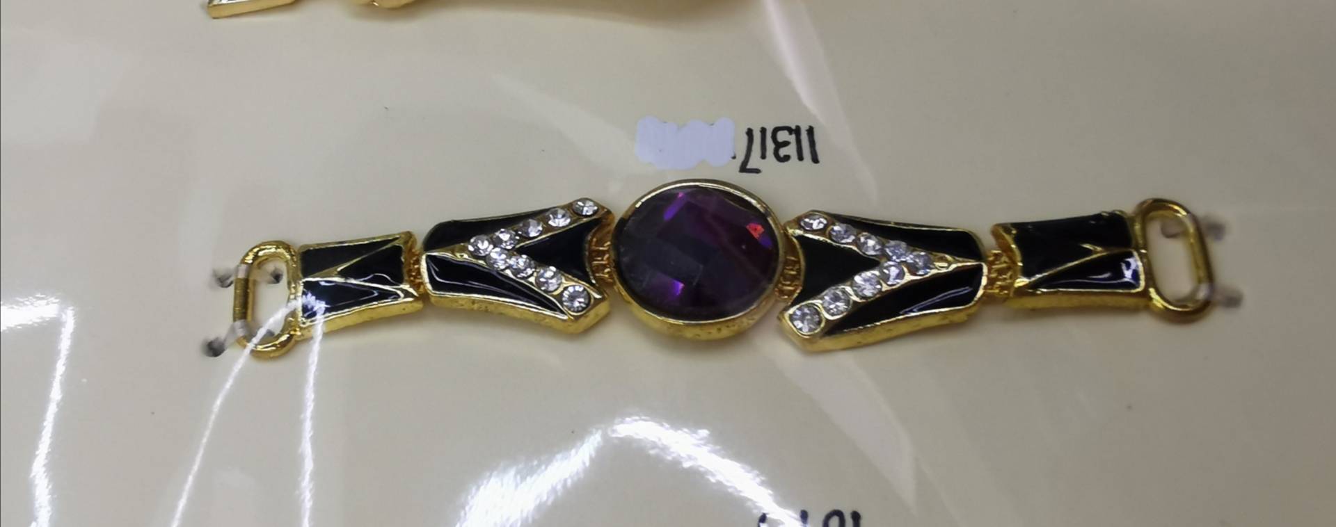 11317# Alloy Electroplated Buckle Purple Round Rhinester Shoe And Hat Decorative Buckle Clothing Accessories Specification drawing