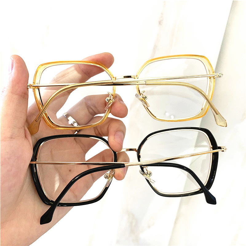 新款复古方框平光镜时尚文艺学生潮流金属眼镜框配近视眼镜架细节图