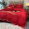 简约欧式刺绣四件套全棉60支长绒棉大红婚庆被套床单结婚床上用品产品图