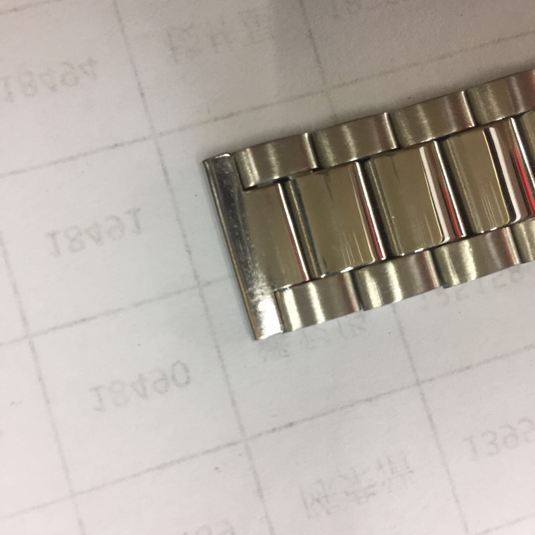 Men's solid three-bead steel bracelet, double-button folding buckle bracelet, flat-mouth 18mm watch repair parts, factory direct sales Specification image