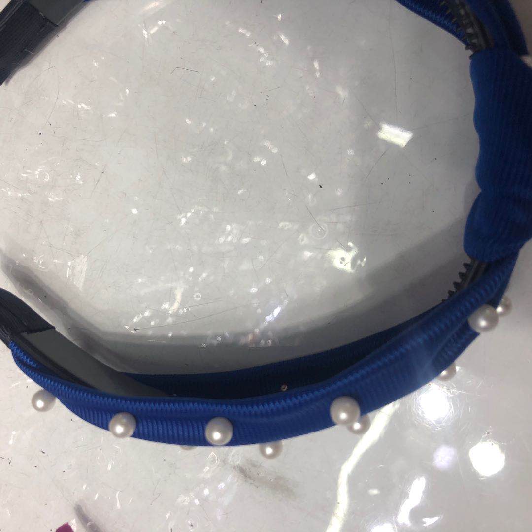 Korean simple and fashionable hair tie, blue beaded hair tie, fabric hair tie headband, adult hair tie decoration, a hit on the Internet