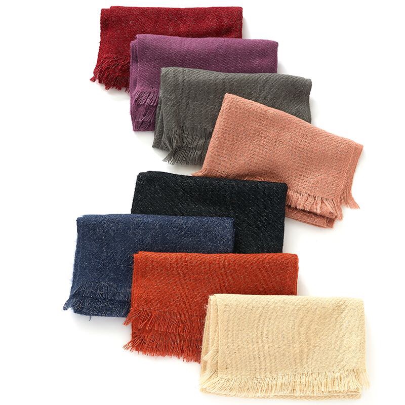 Women's Autumn And Winter Imitation Cashmere Solid Color All-In-One Pulled Hair Scarf details Picture