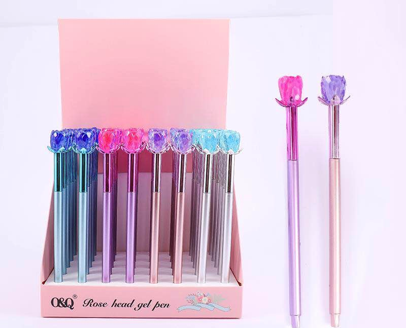 High-end spray-painted multi-color diamond rose water-based gel pen