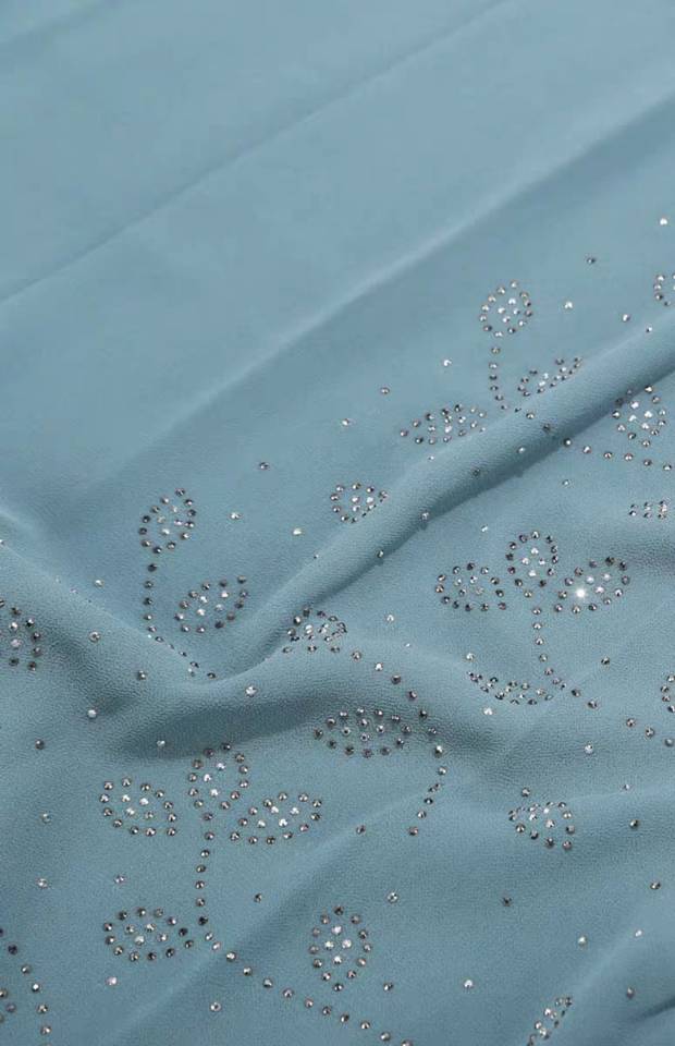 New high-quality chiffon diamond-encrusted headscarf, long spring and summer Muslim women's headscarf, silk scarf, gauze scarf, Hui ethnic group details Picture