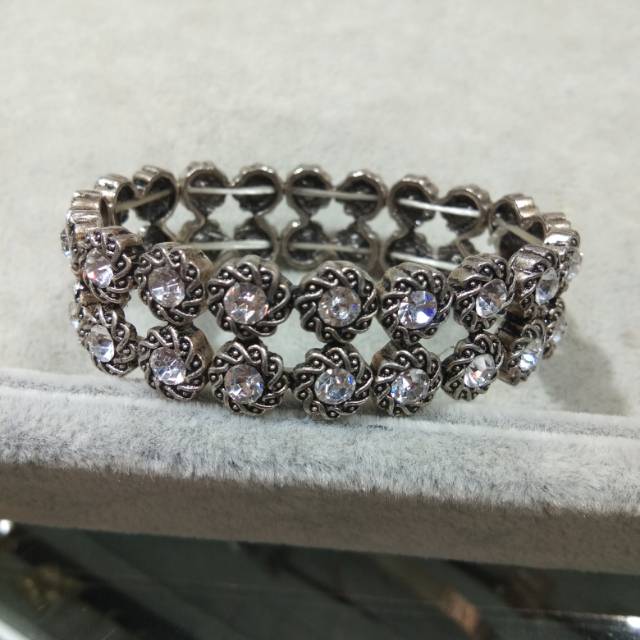Alloy double row antique silver pattern bracelet imitation antique bracelet jewelry wholesale