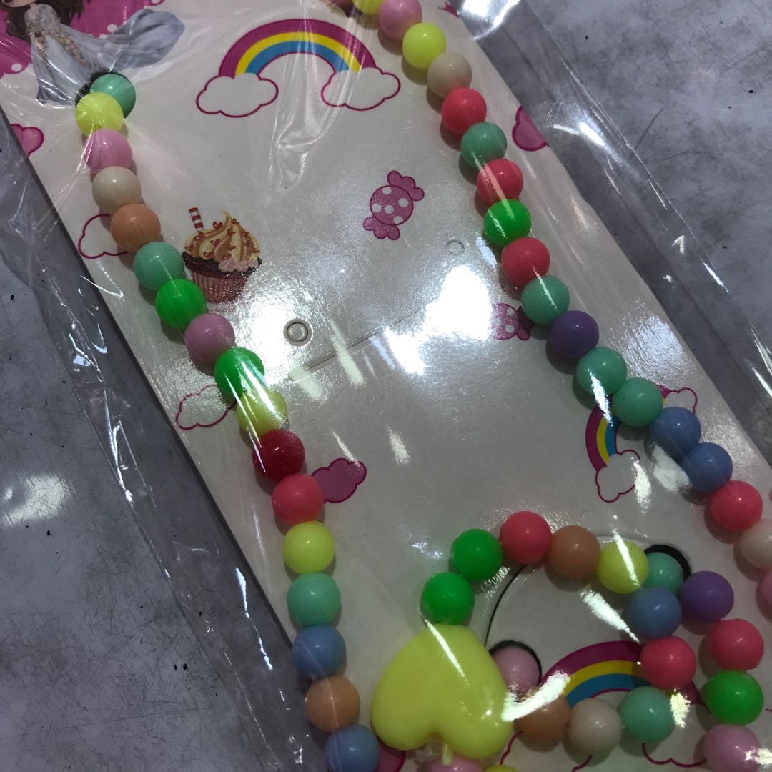 Children's necklace and bracelet, girl and princess heart-shaped pearl jewelry, two-piece jewelry set, cute baby and girl accessories, warm and cozy Specification image