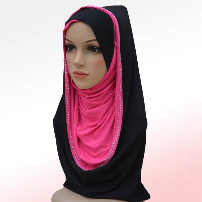女士时尚潮流百搭穆斯林拼色头巾详情图3