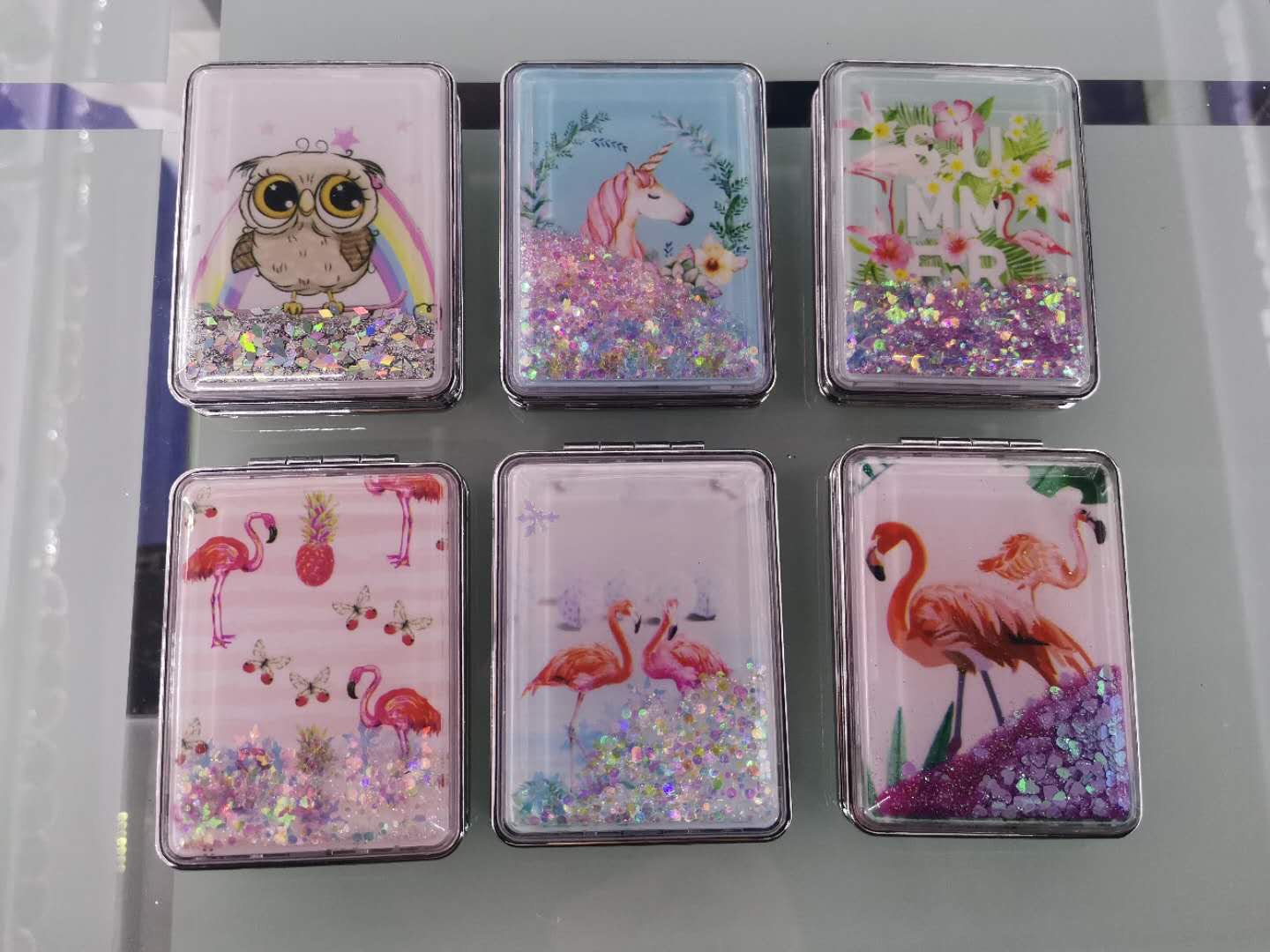 动物亚克力创意随身双面小镜子便携可折叠学生化妆镜卡通可爱小圆形镜子