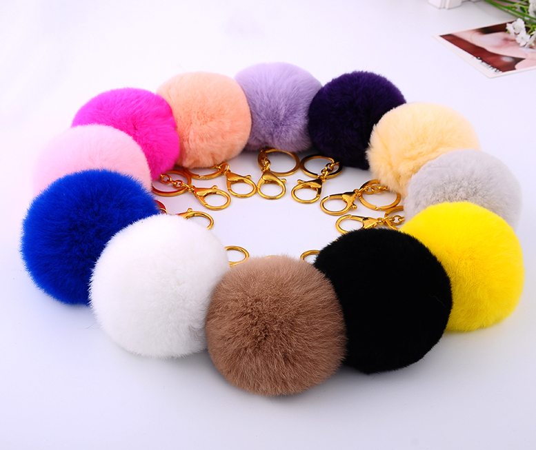 獭兔毛球钥匙扣皮草挂饰汽车钥匙圈可爱毛绒玩具配件女士包包挂件