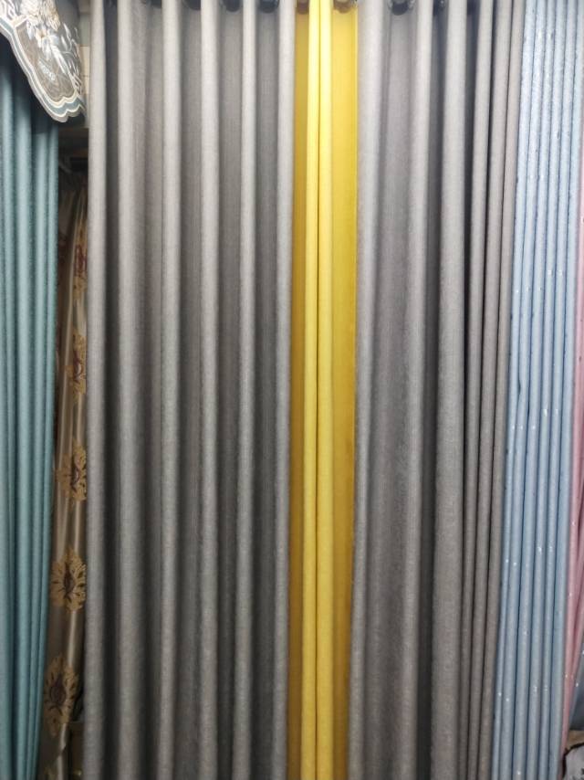 Plain linen fabric spliced light-blocking fashionable living room and bedroom curtains