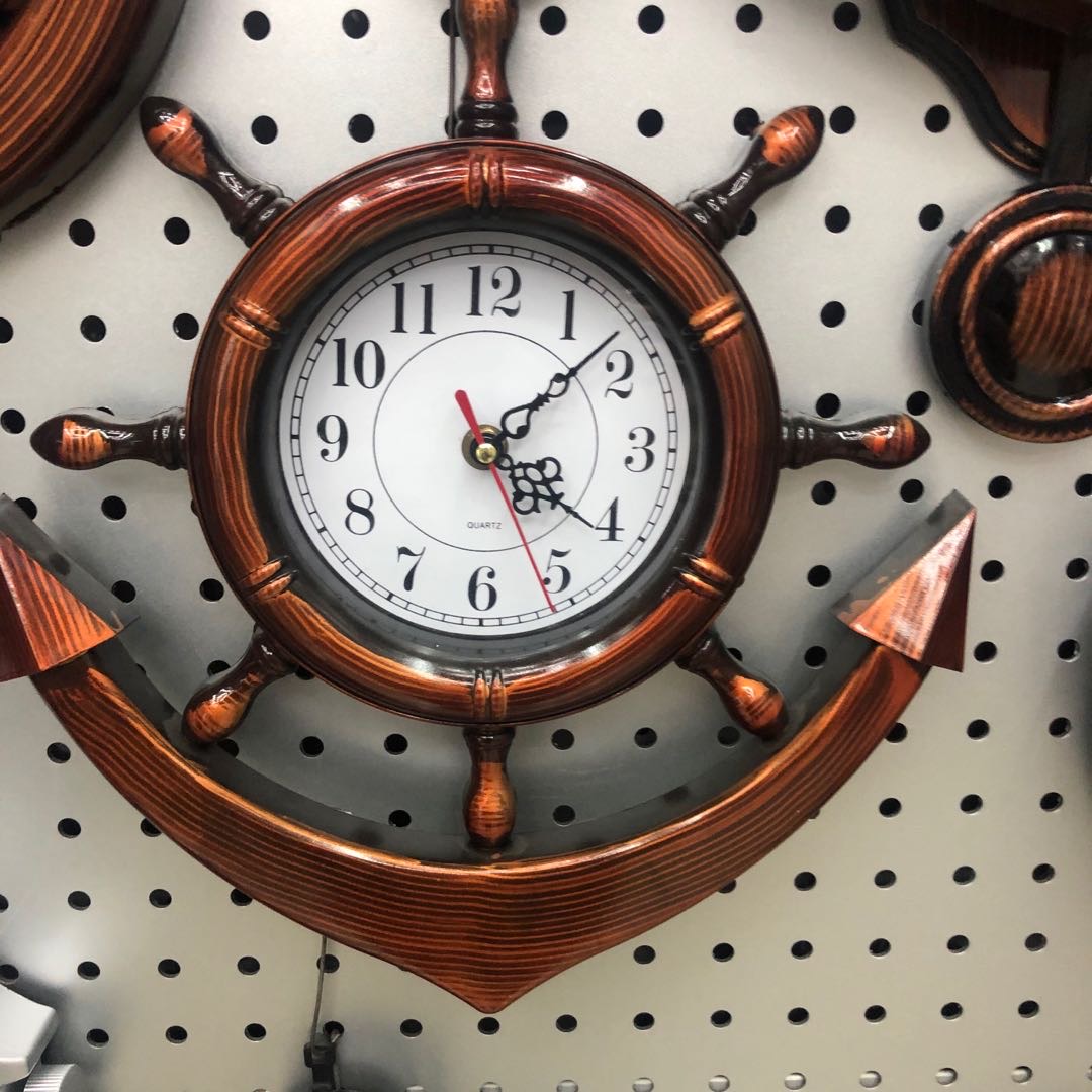 钟表挂钟客厅美式帆船挂钟创意欧式金属静音实木艺术装饰钟表时尚
