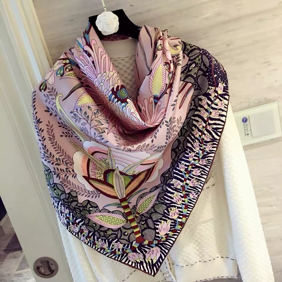 Pink Square Scarf Floral Print Scarf Scarf Shawl