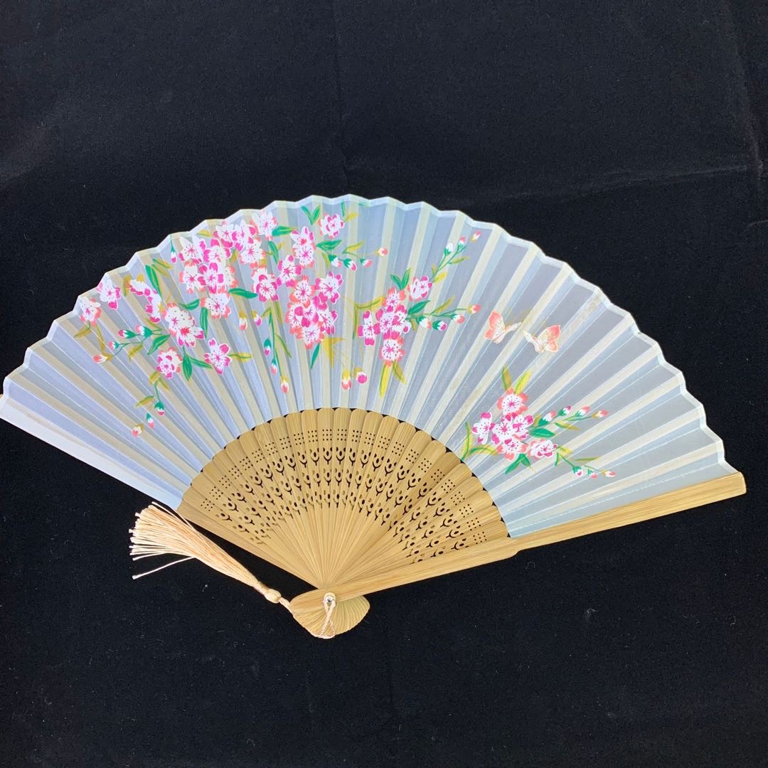 木质竹子花草绘画扇子女士木头扇子高档折扇木质工艺品