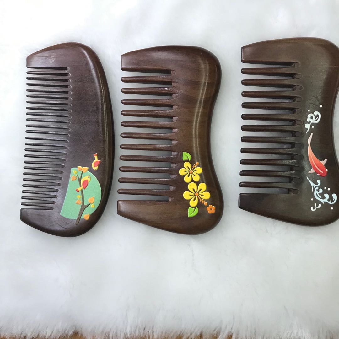 Natural log nanmu comb, painted small comb, pocket comb