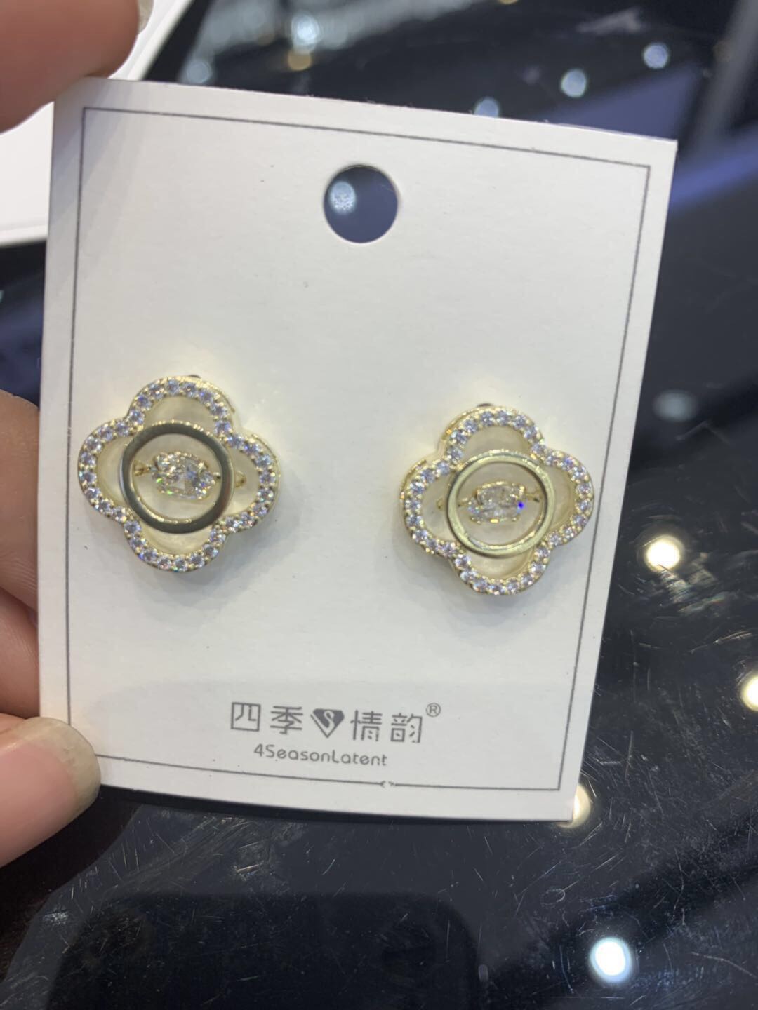 S925 Korean simple flower explosive earrings Zircon earrings Cute sweet elegant earrings