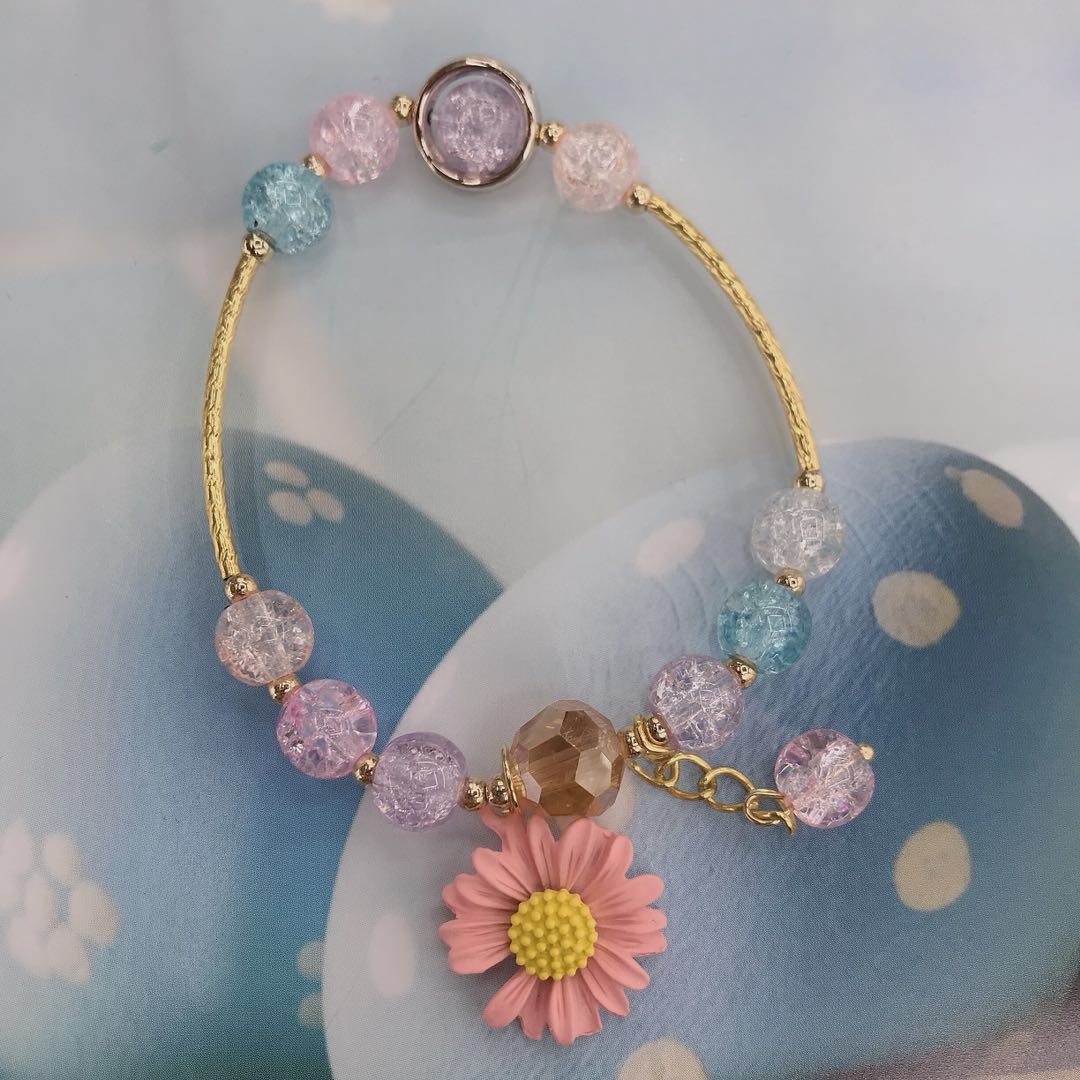Japan and South Korea small Daisy dreamlike color burst beads crystal sweet girl bracelet bai Keying hand string thumbnail