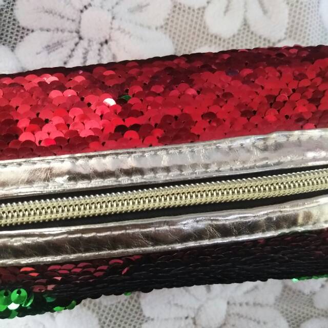 红色变色亮片贝壳包女士手拿包百搭化妆零钱包晚宴包产品图