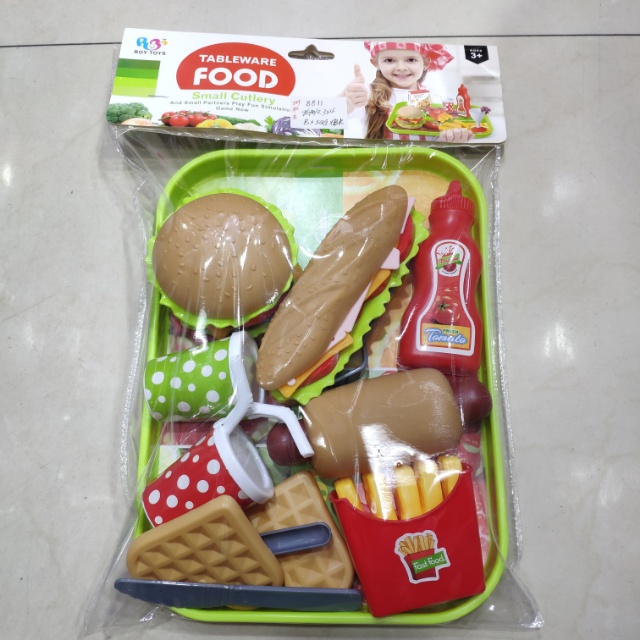 玩具塑料仿真汉堡薯条玩具套装仿真食物模型套餐玩具