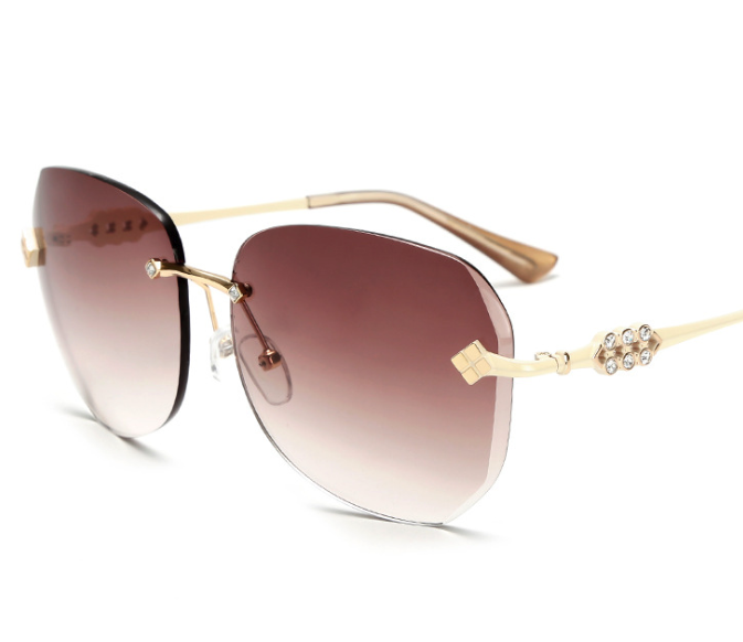 New fashionable frameless cut-edge diamond-encrusted ocean sunglasses for trendy women details Picture