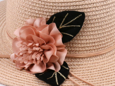 Carnations Flowers Large Straw Hat Women's Summer Small Fresh Beach Hat Getaway Getaway Foldable Sun Protection details Picture