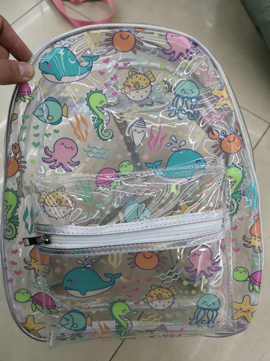 New Students Big Children Out Leisure Bag Backpack Gift Transparent Jelly Bag Specification drawing