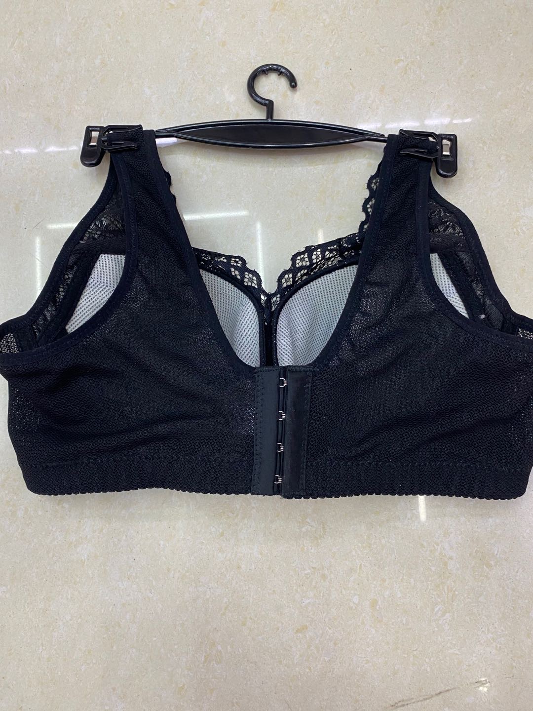 Plus-size lingerie for overweight women, 200 pounds, gathered together, thin lingerie without steel rings, 6681 blue details Picture
