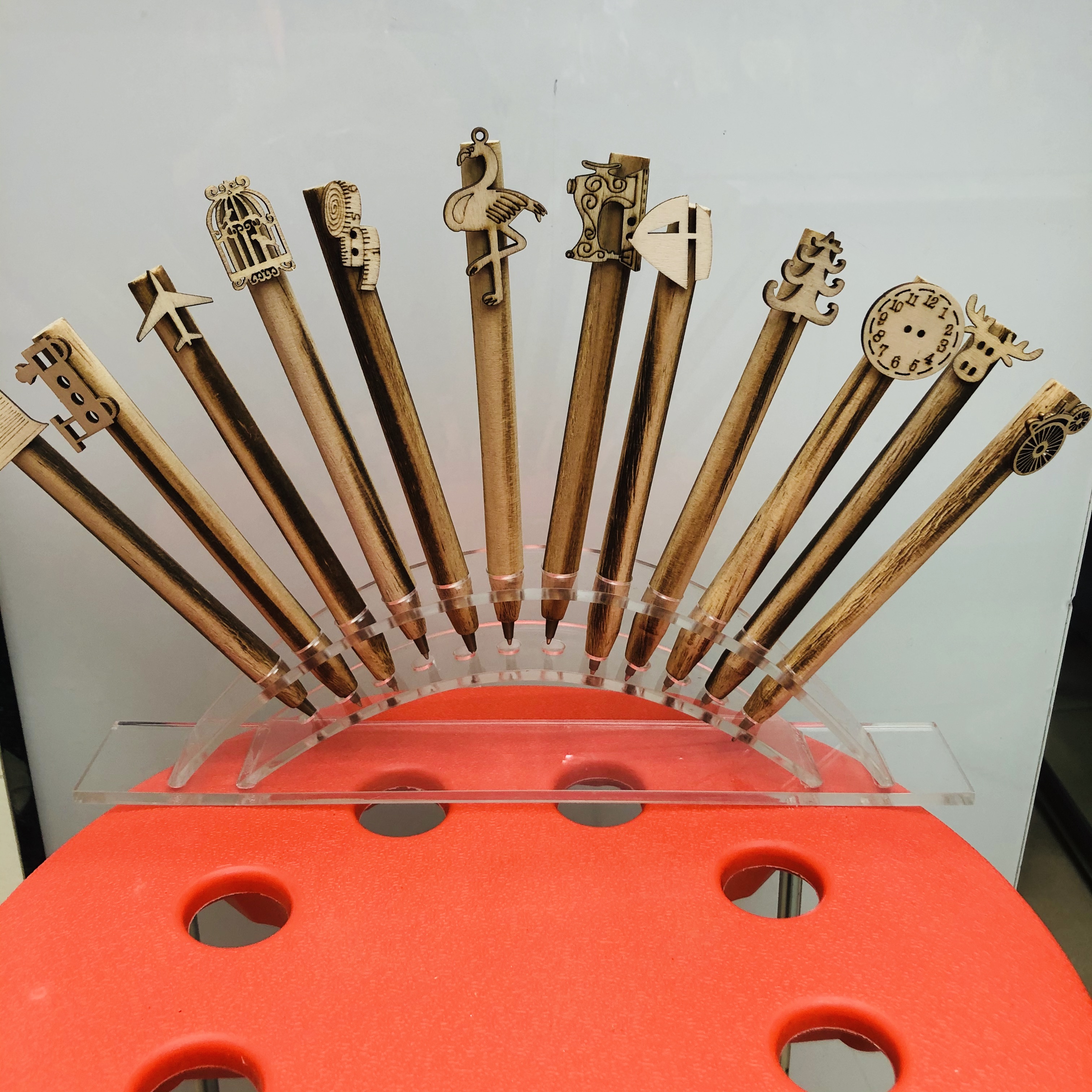 音乐符号木雕笔实木实木雕刻手工彩绘中性笔