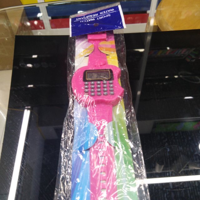 儿童多功能手表计算器粉红色苹果手表玩具产品图