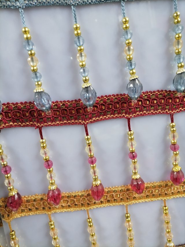 Curtain Lace Fringe Hanging Fringe Decorative Lace Gold Beads Dragon Beard Curtain Head Decorative Accessories details Picture