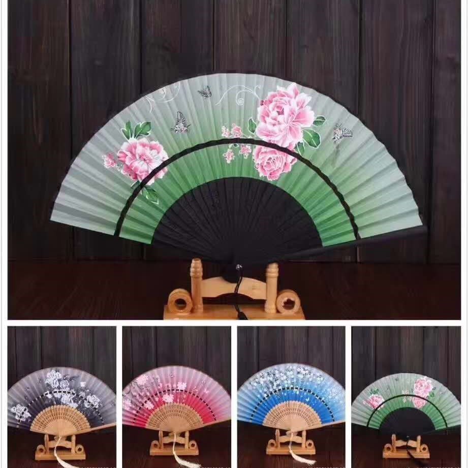 中国风折扇女式夏季日式小扇子绢扇樱花和风古风汉服舞蹈折叠女扇图