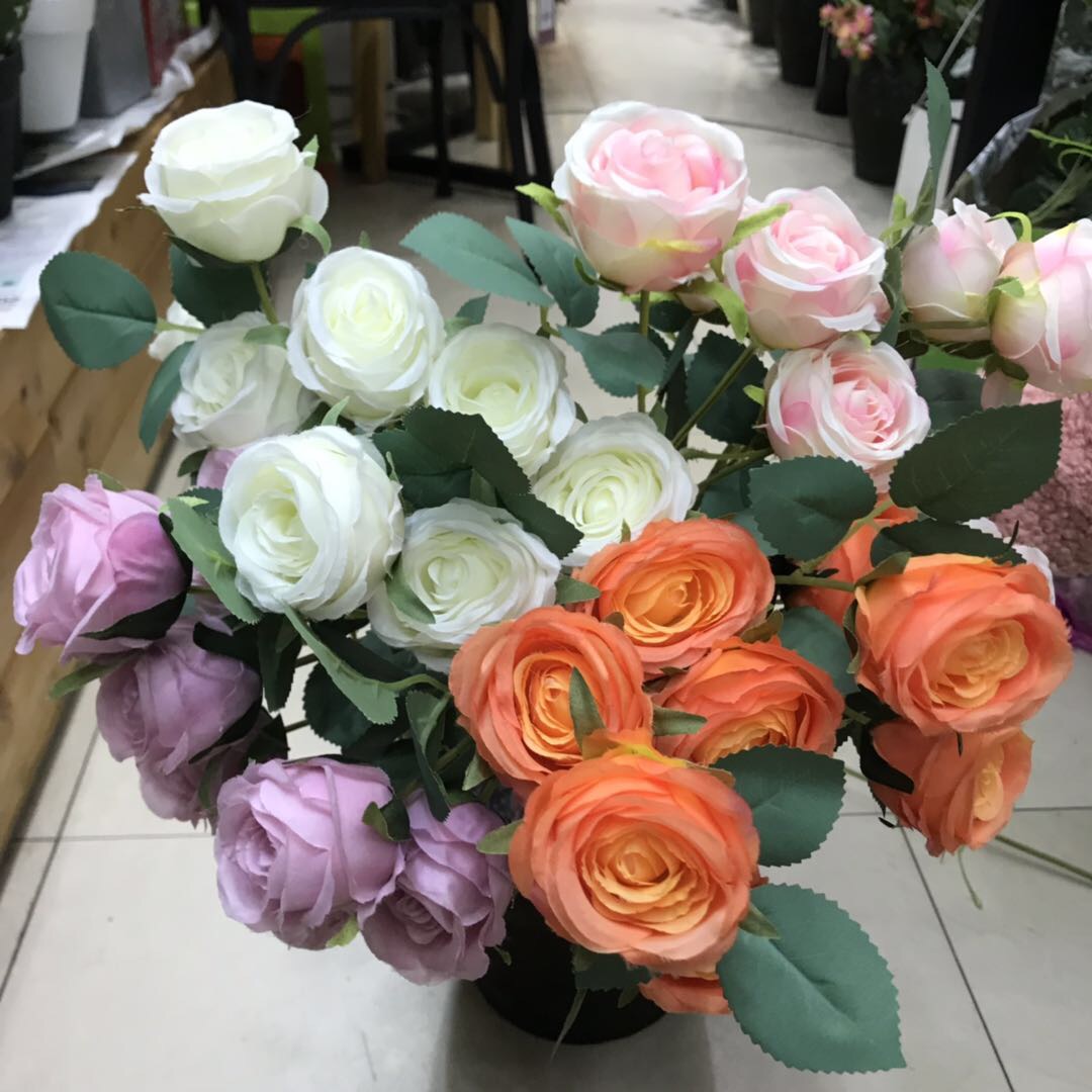 仿真月季花、玫瑰花摆件，家居摆放景观装饰