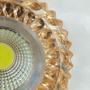 黄色水晶款LED射灯筒灯天花板吊顶灯过道筒灯嵌入式射灯产品图