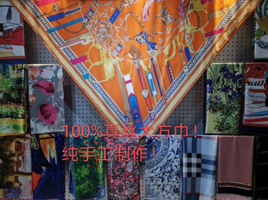 品牌真丝大方巾围巾 义乌好货欧美爆款 女士时尚披肩丝巾定制 数码印花方巾飘带 职业百搭礼品 YH001