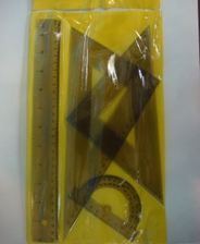 塑料4件套尺子套装茶色PVC黄袋套尺