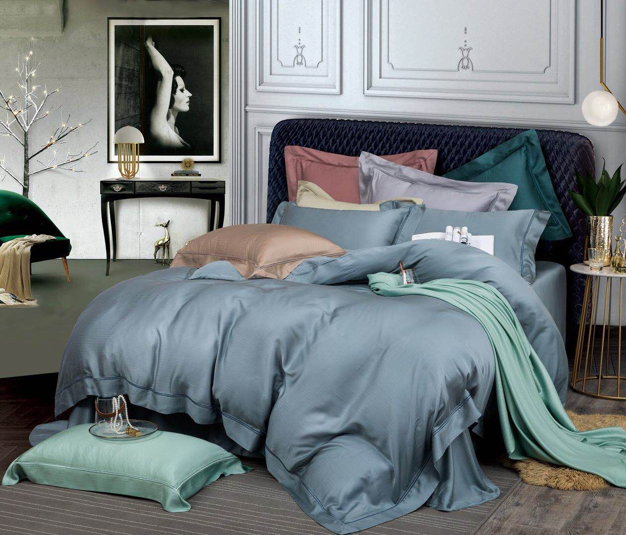 Tencel Bed 4-Piece Cotton Double Bed Linen Thick-Edged Duvet Cover