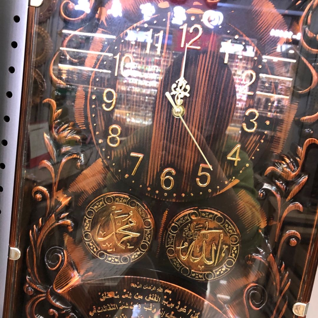 回民时钟清真穆斯林文字挂回族家庭墙壁装饰饭店装饰挂钟钟细节图