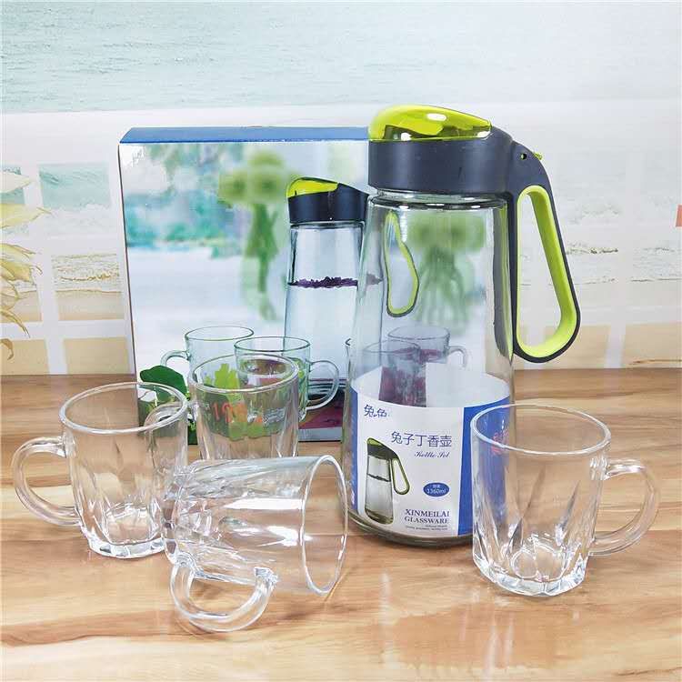 New Rabbit Clove Water Set 5-Piece Home Glass Cold Water Bottle Set Juice Pot Set Specification drawing