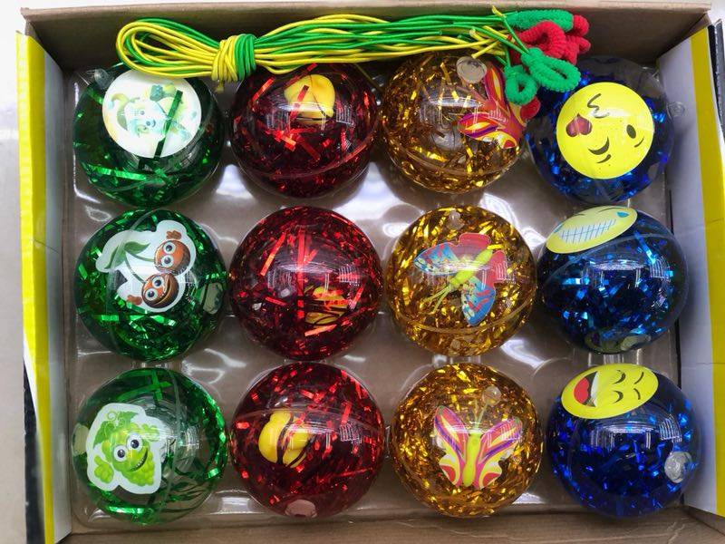 6.5cm带金丝发光弹力球带绳款TPU材质儿童玩具厂家直销