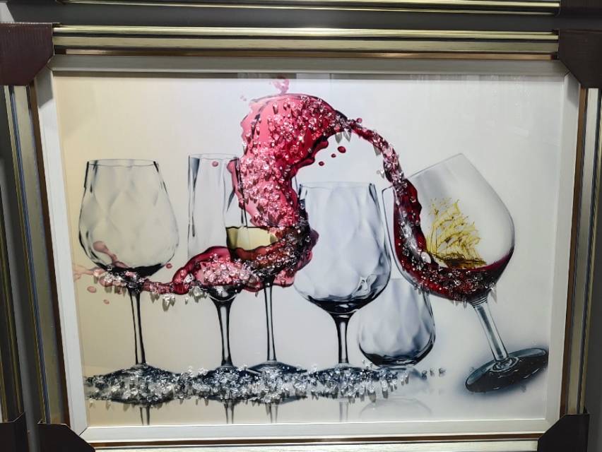 新时代红酒杯餐厅晶钻装饰画