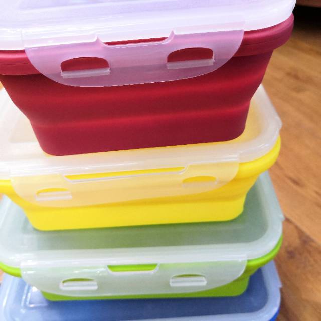 户外野营饭碗饭盒密封带盖硅胶折叠饭盒微波炉单层保鲜盒便当盒细节图