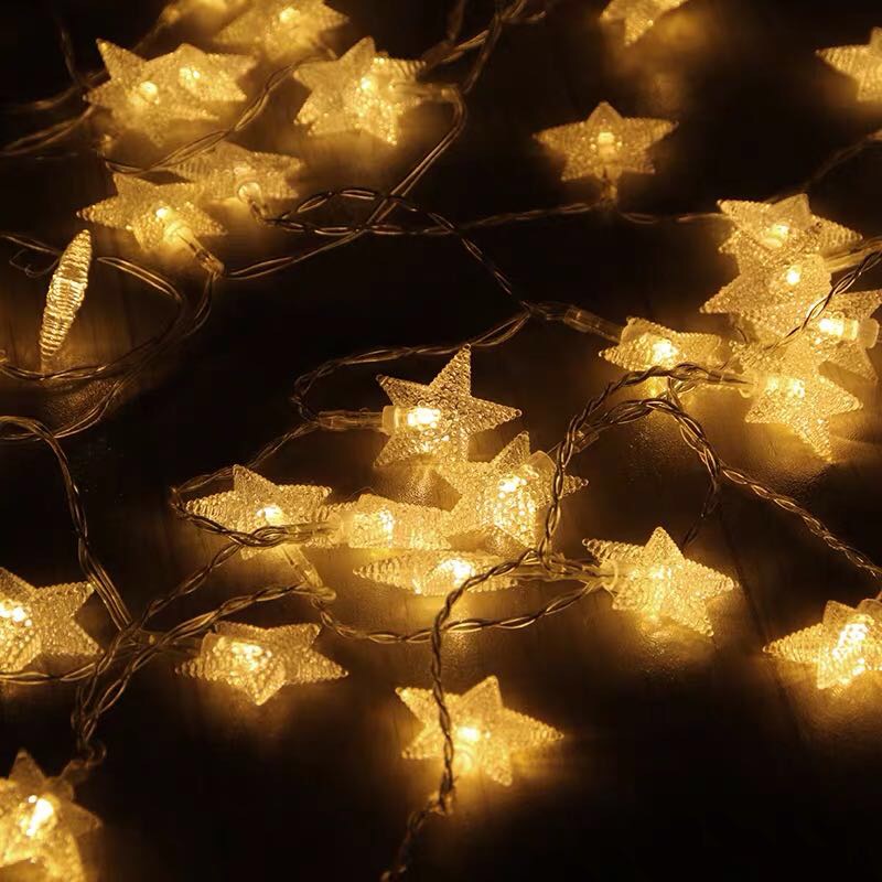 全民塑料灯饰彩灯led星星灯小彩灯闪灯串灯网红卧室阳台房间窗帘装饰品布置五角星产品图