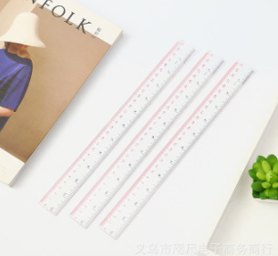彬斌学生文具批发办公学生用品直尺透明30cmPVC塑料尺细节图