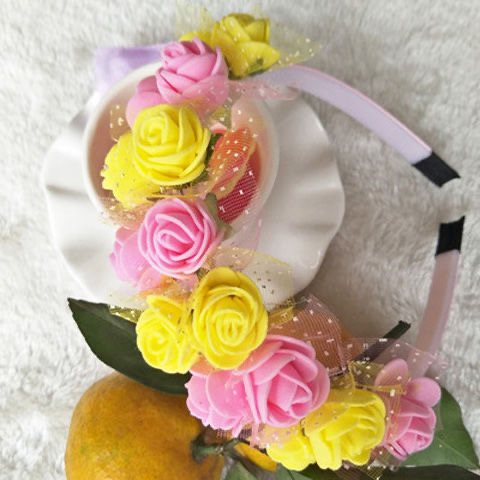 Cute double-row flower children's hairband, Korean garland, princess headband, girl headband, baby hairpin, headpiece, hair accessory
