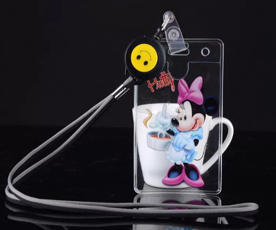 Name tag, ID card, Korean version, student, bus, cute cartoon, children's soft rope, elastic and tight hanging rope, name tag details Picture