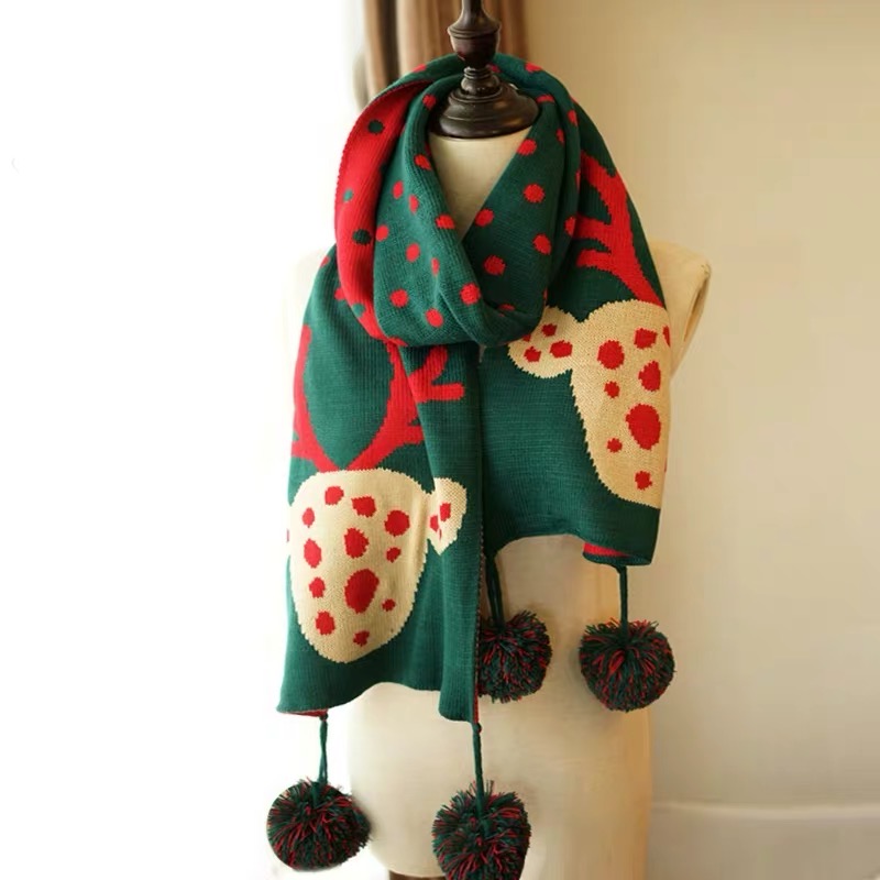 Green Scarf Thickened To Keep Warm Autumn And Winter Korean Fashion