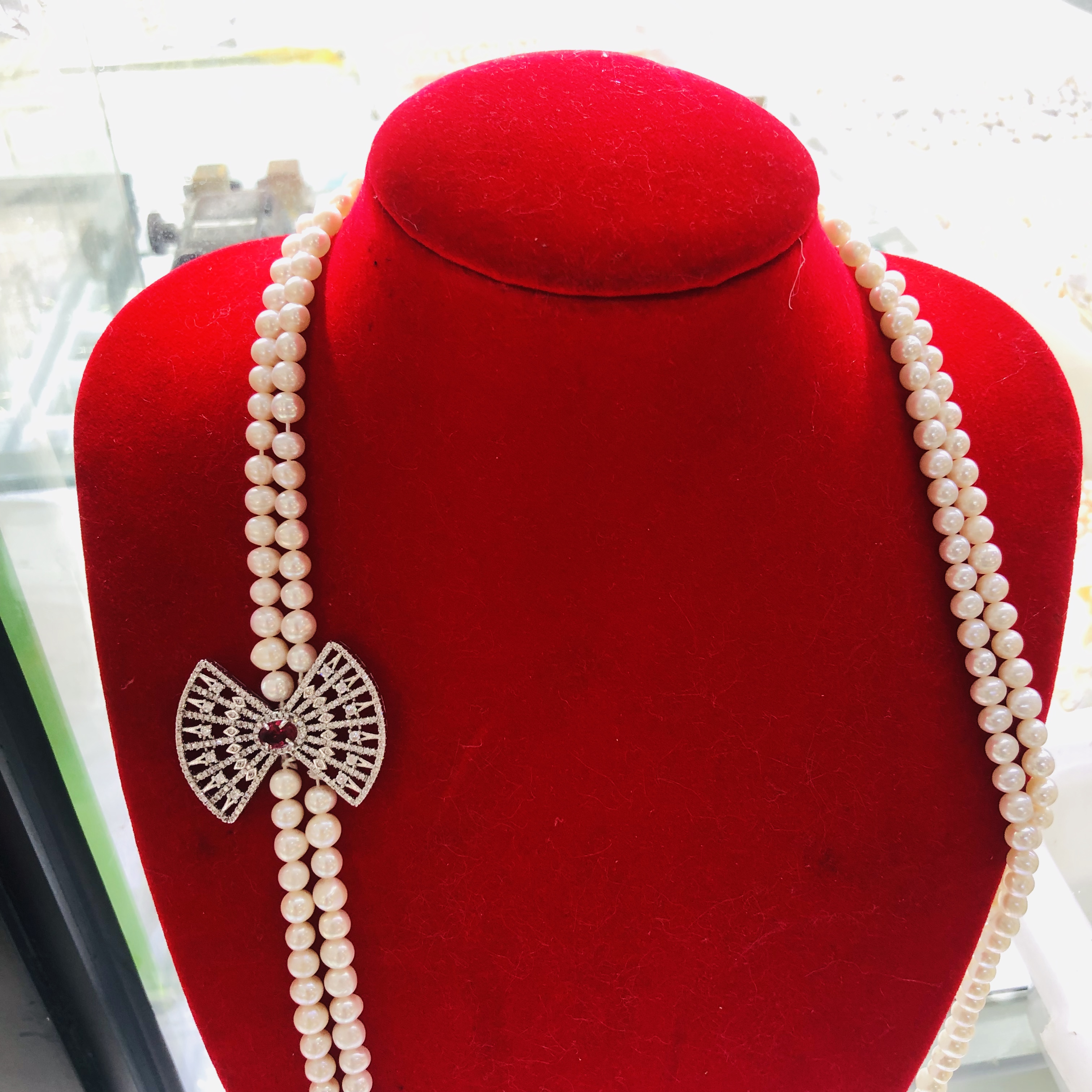 珍珠项链自产自销天然淡水珍强光白色淡水珍珠项链送妈妈款母亲节礼物正品女图