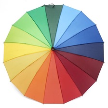 16骨彩虹伞可定制logo广告伞户外登山防滑简约长柄伞